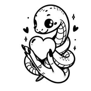 Cute Snake Holding A Heart