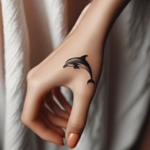 Dainty Dolphin Silhouette On The Side Of The Hand