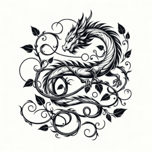 Dainty Dragon Intertwined With A Vine