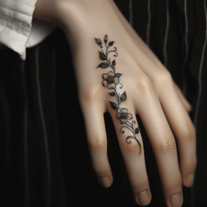 Delicate Floral Vine On The Middle Finger