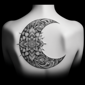 Delicate Mandala Crescent Moon With Intricate Details