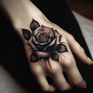 Delicate Rosebud On The Finger