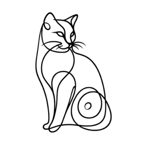 Delicate Single Line Cat