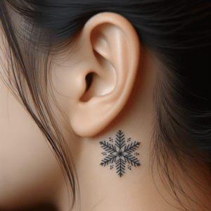 Delicate Snowflake Behind The Ear