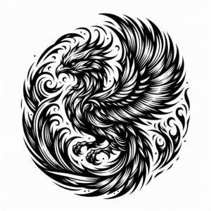 Detailed Blackwork Phoenix Design
