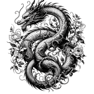 Detailed Botanical Dragon Design