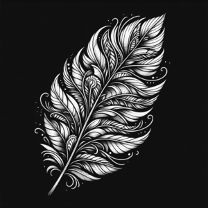 Detailed Botanical Feather Design