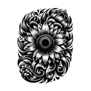 Detailed Chicano Sunflower Design
