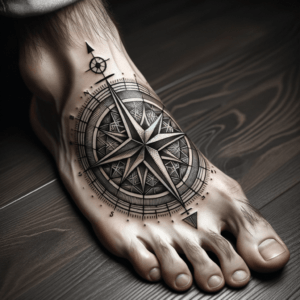 Detailed Geometric Compass With Intricate Patterns