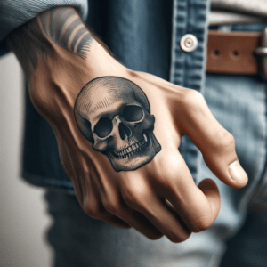 Detailed Skull Near The Thumb