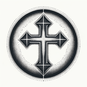 Dot Work Cross Inside A Circle