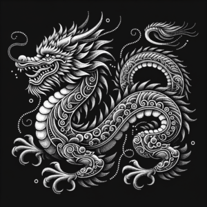 Dotwork Dragon With Intricate Patterns