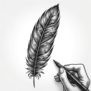 Dotwork Feather With Intricate Patterns