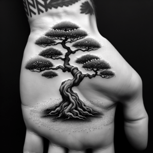 Dotwork Tattoo Design Of A Bonsai Tree