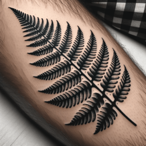 Dotwork Tattoo Of A Fern