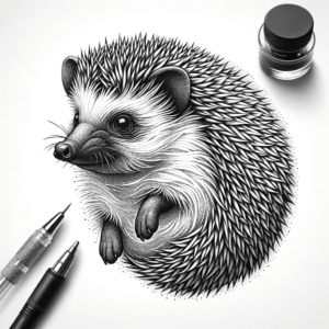 Dotwork Tattoo Of A Hedgehog