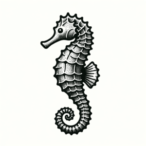 Dotwork Tattoo Of A Seahorse