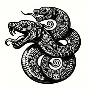 Double-Headed Serpent In Aztec Lines