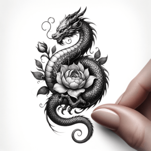 Dragon Curled Up With A Flower
