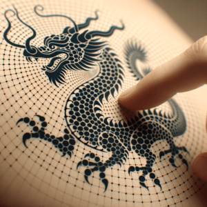 Dragon Depicted In A Dotwork Tattoo