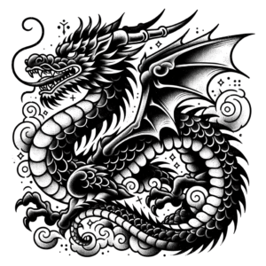 Dragon In An American Traditional Tattoo Style