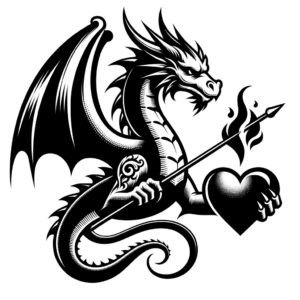 Dragon With A Stick And Poke Heart