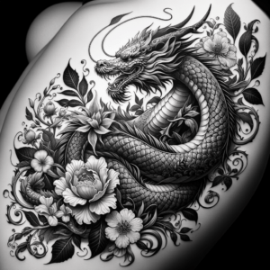 Dragon With Botanical Elements