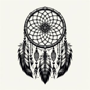 Dreamcatcher With Feathers And Beads In Traditional Style