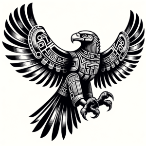 Eagle Depicted In An Aztec Tattoo