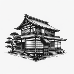 Edo Period House Depicted In A Japanese Tattoo