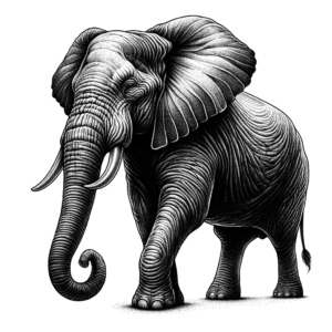Elephant Depicted Majestically In Fine Line Tattoo