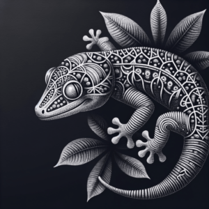 Embroidery Tattoo Design Of A Gecko