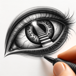 Eye With A Staircase Inside Depicted In A Surrealism Tattoo