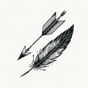 Feather And Arrow In Fine Line