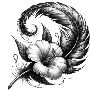Feather Curled Up With A Flower