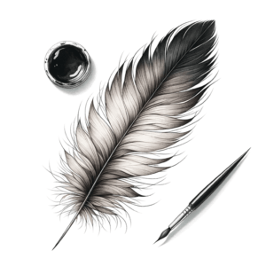 Feather In Watercolor Lines