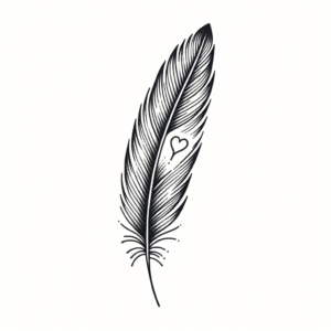 Feather With A Stick And Poke Heart