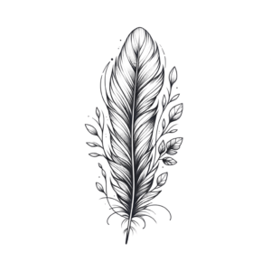 Feather With Botanical Elements