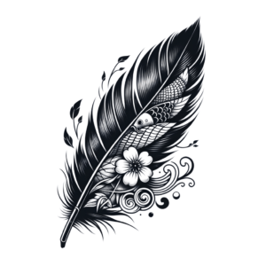 Feather With Japanese Elements
