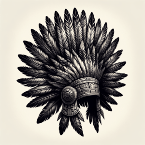 Feathered Headdress In Aztec Lines