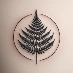 Fern Leaf In A Circle Tattoo