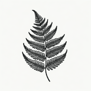 Fern Leaf In Embroidery Lines