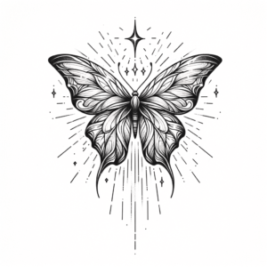 Fine Line Butterfly Ascending With Light Wings