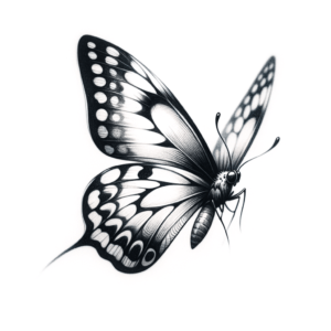 Fine Line Butterfly Drifting Gently