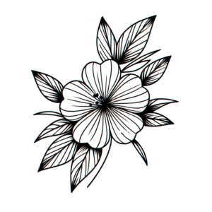 Fine Line Flower With Leaves