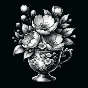 Fine Line Teacup With Flowers