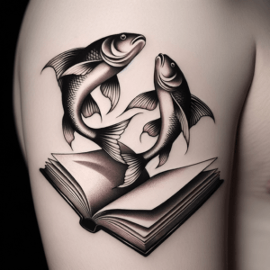 Fish Flying Out Of A Book In A Surrealism Tattoo Style