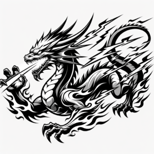 Flash Style Dragon With Flames