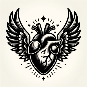 Flash Style Heart With Wings