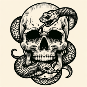 Flash Style Skull With Snake